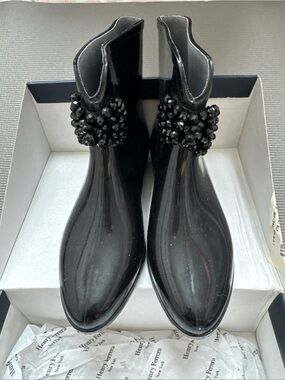Henry Ferrera New York Professor 200 Black Bow Rain Boots Size 7- Barely Used